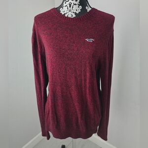 Hollister Men's Pullover Sweater Size M Burgundy Crew neck Long Sleeve